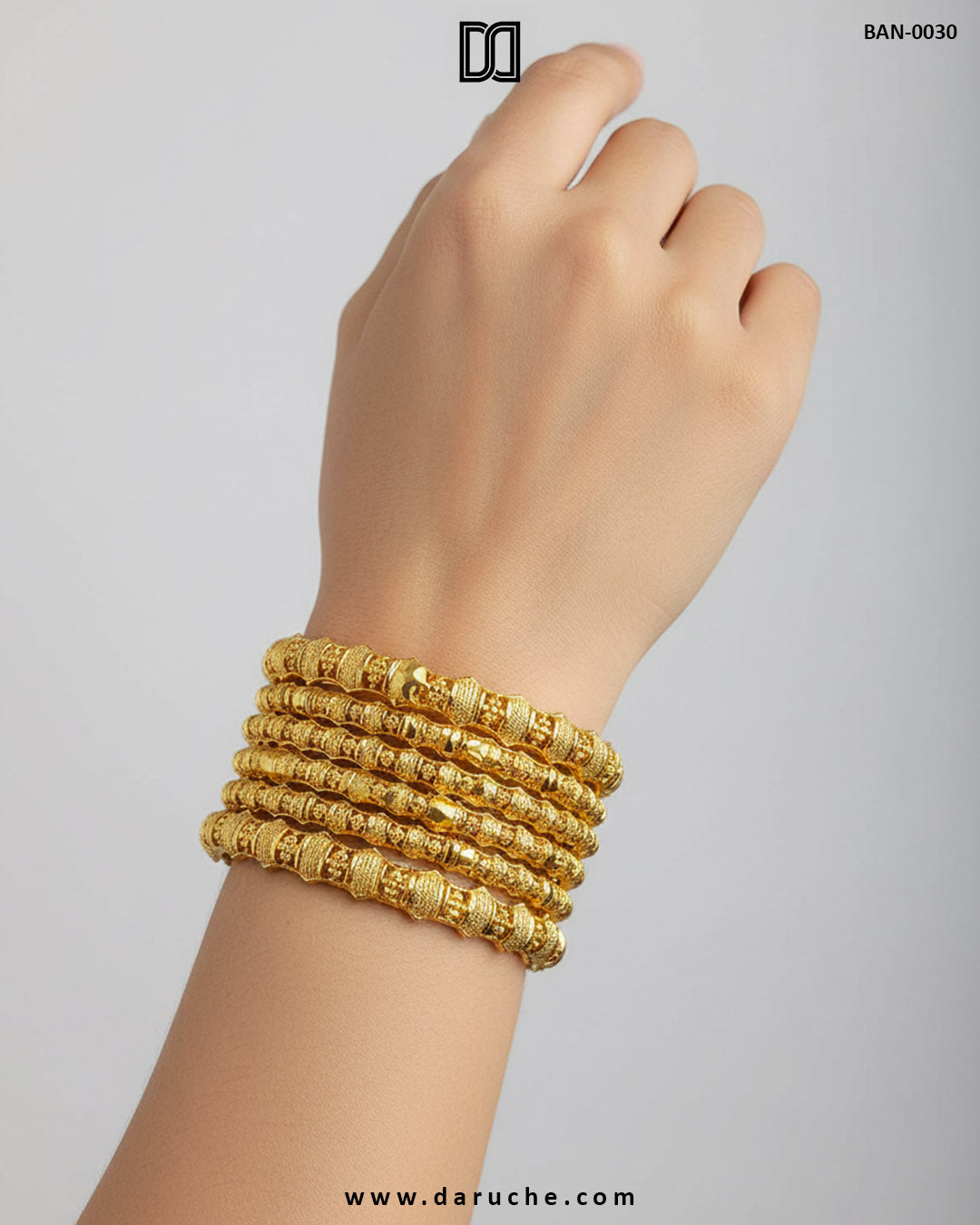 Golden Elegance Six-Piece Bangle Set