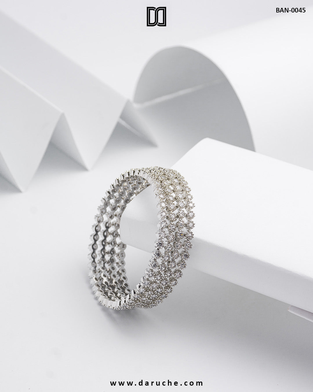 Eclat Silver Zircon Bangle Set