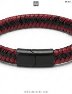 Men's Red & Black Braided PU Leather Bracelet