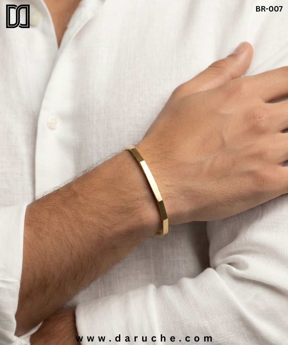 Matte Golden Noir Cuff Bangle