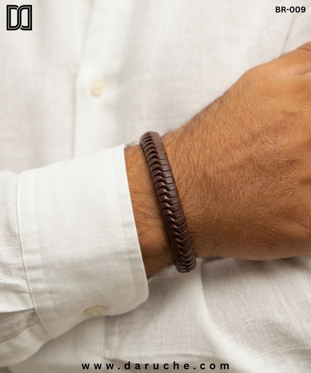 Vintage Brown Braided Leather Bracelet