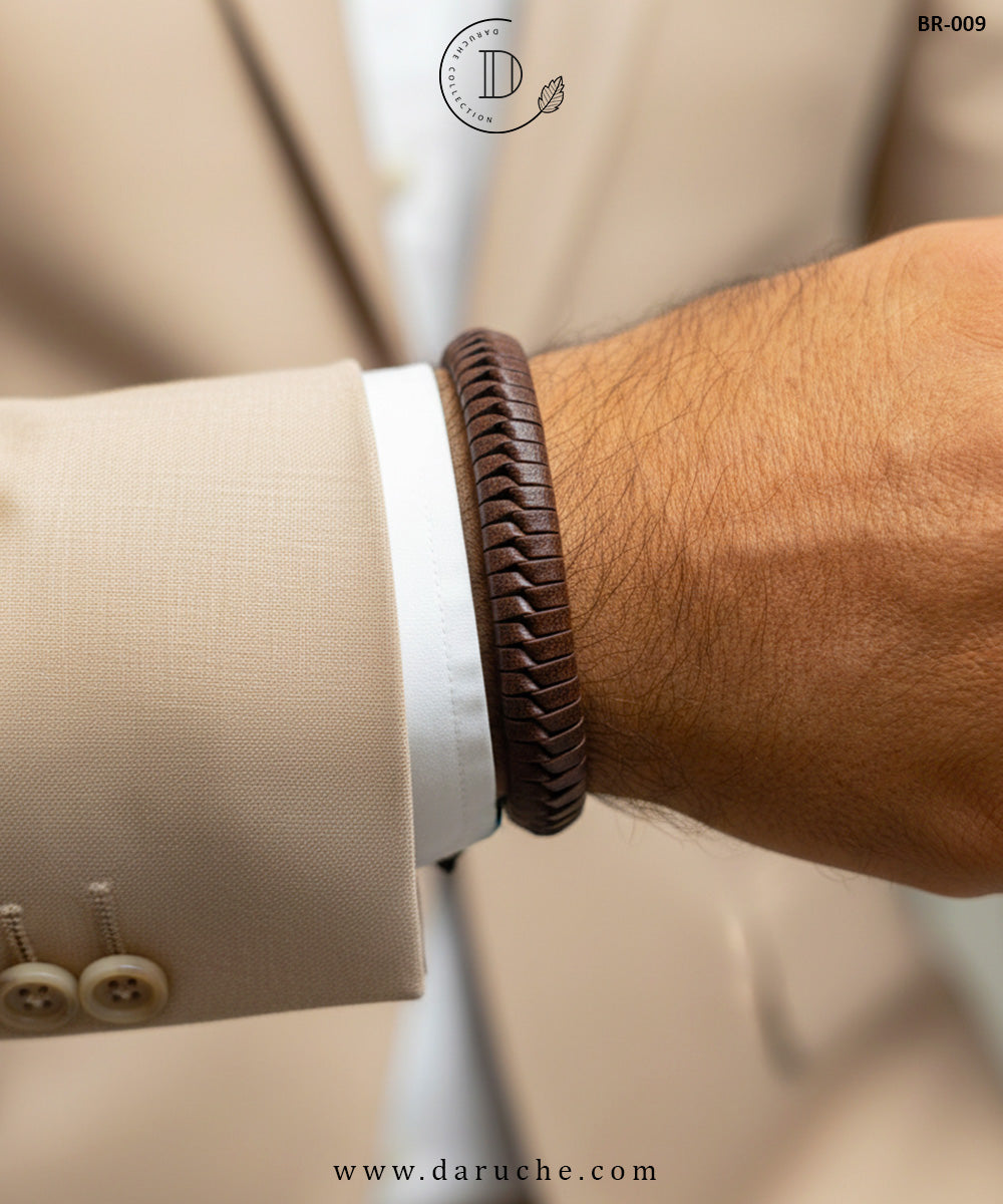 Vintage Brown Braided Leather Bracelet