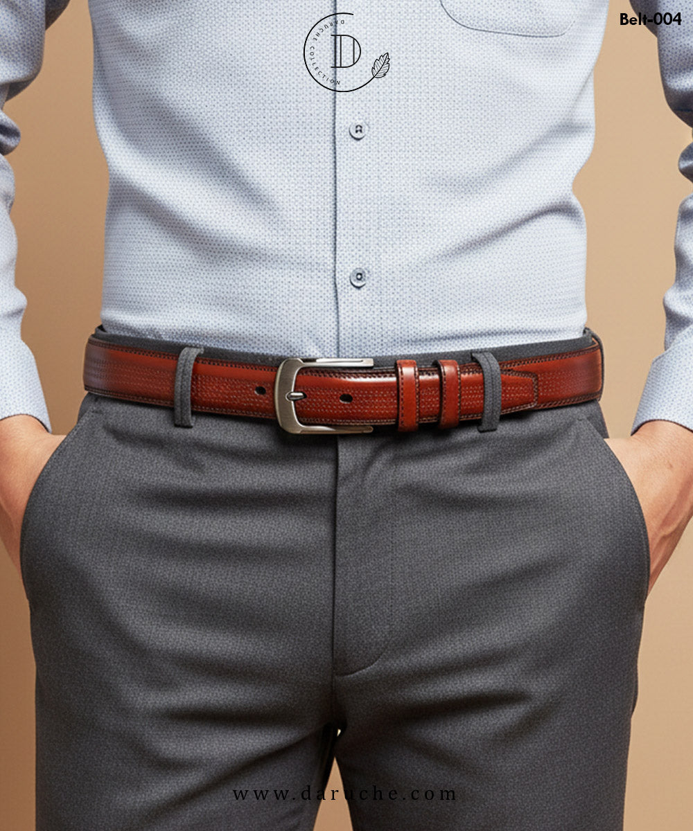 Premium Bright Brown Textured Belt