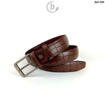 Dark Brown Crocodile Texture Leather Belt