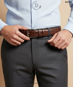 Dark Brown Crocodile Texture Leather Belt