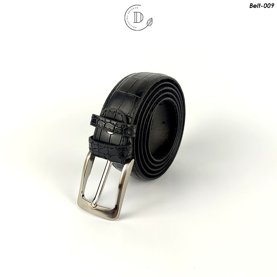 Black Crocodile Texture Leather Belt