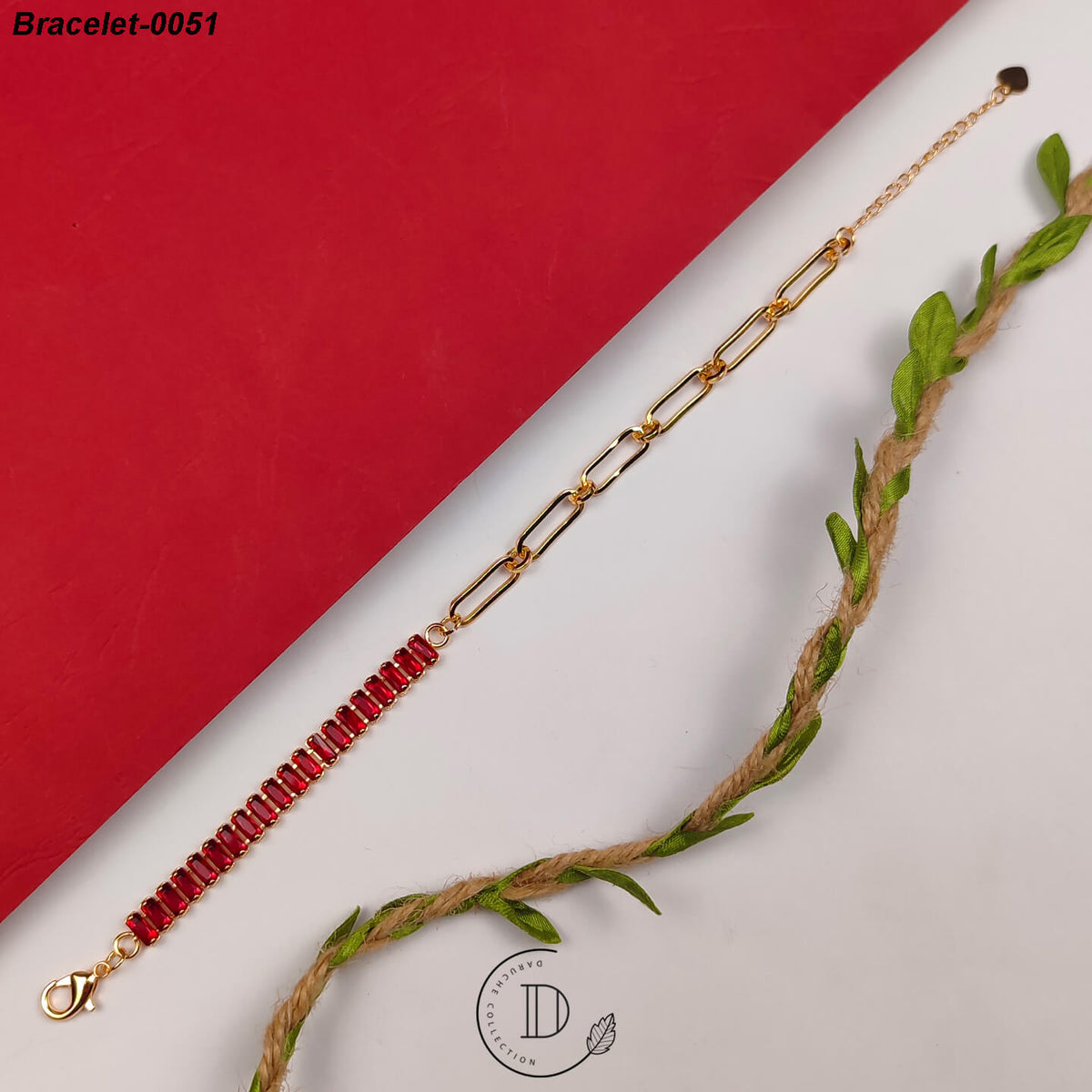 Stunning Gold Plated Maroon Zircon Stone Bracelet