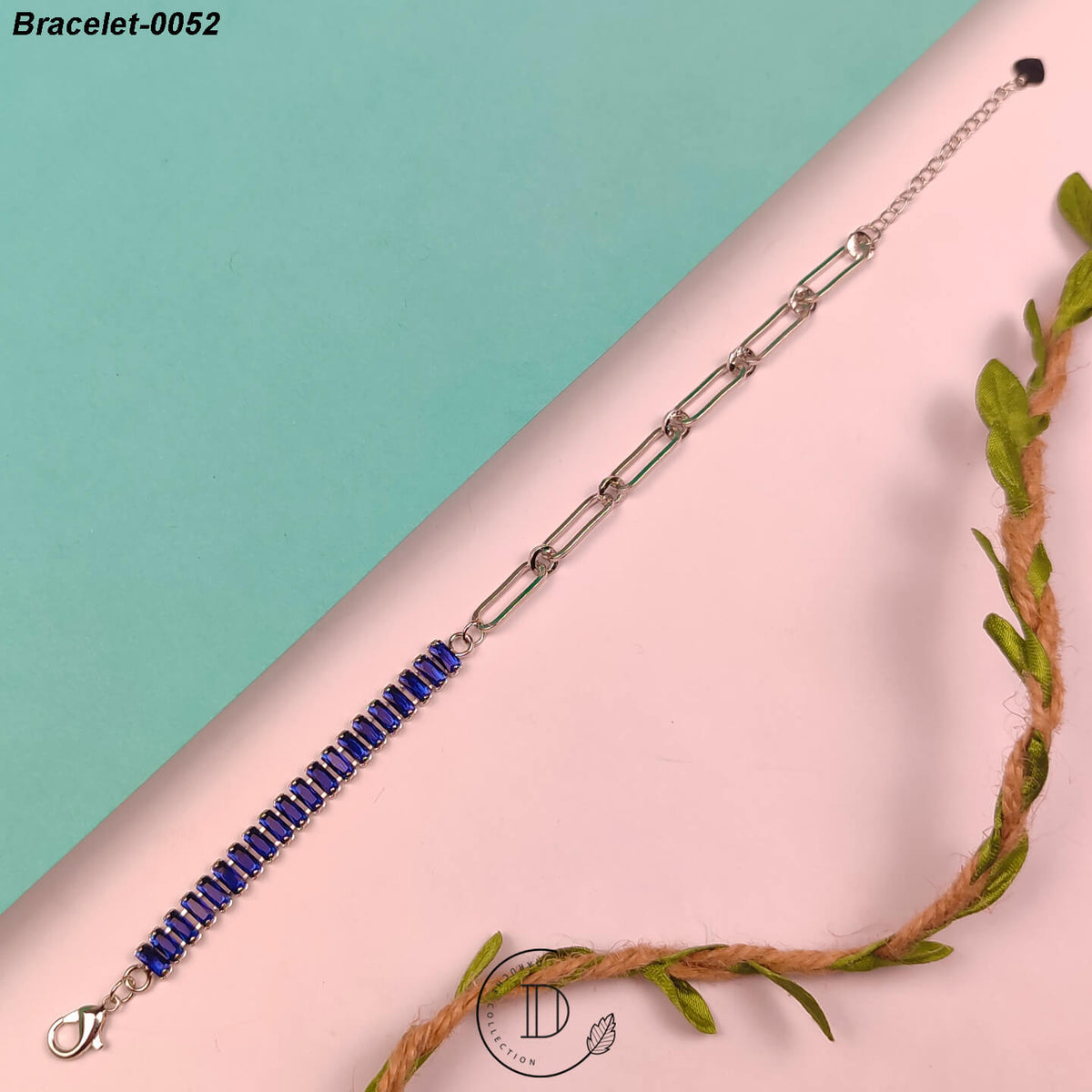 Stunning Silver Plated Navy Zircon Stone Bracelet