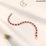 Gold Plated Ruby & White Zircon Stones Bracelet
