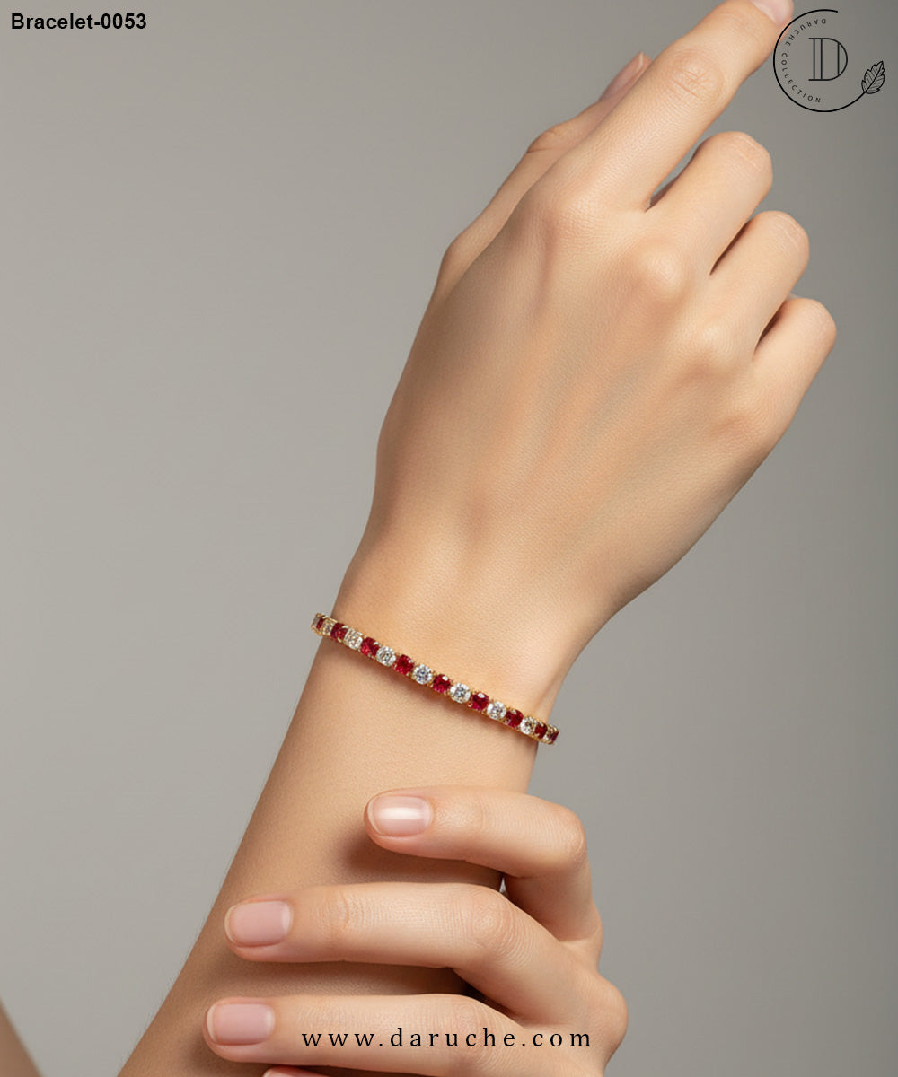 Diamond Cut Red & White Zircon Stone Bracelet