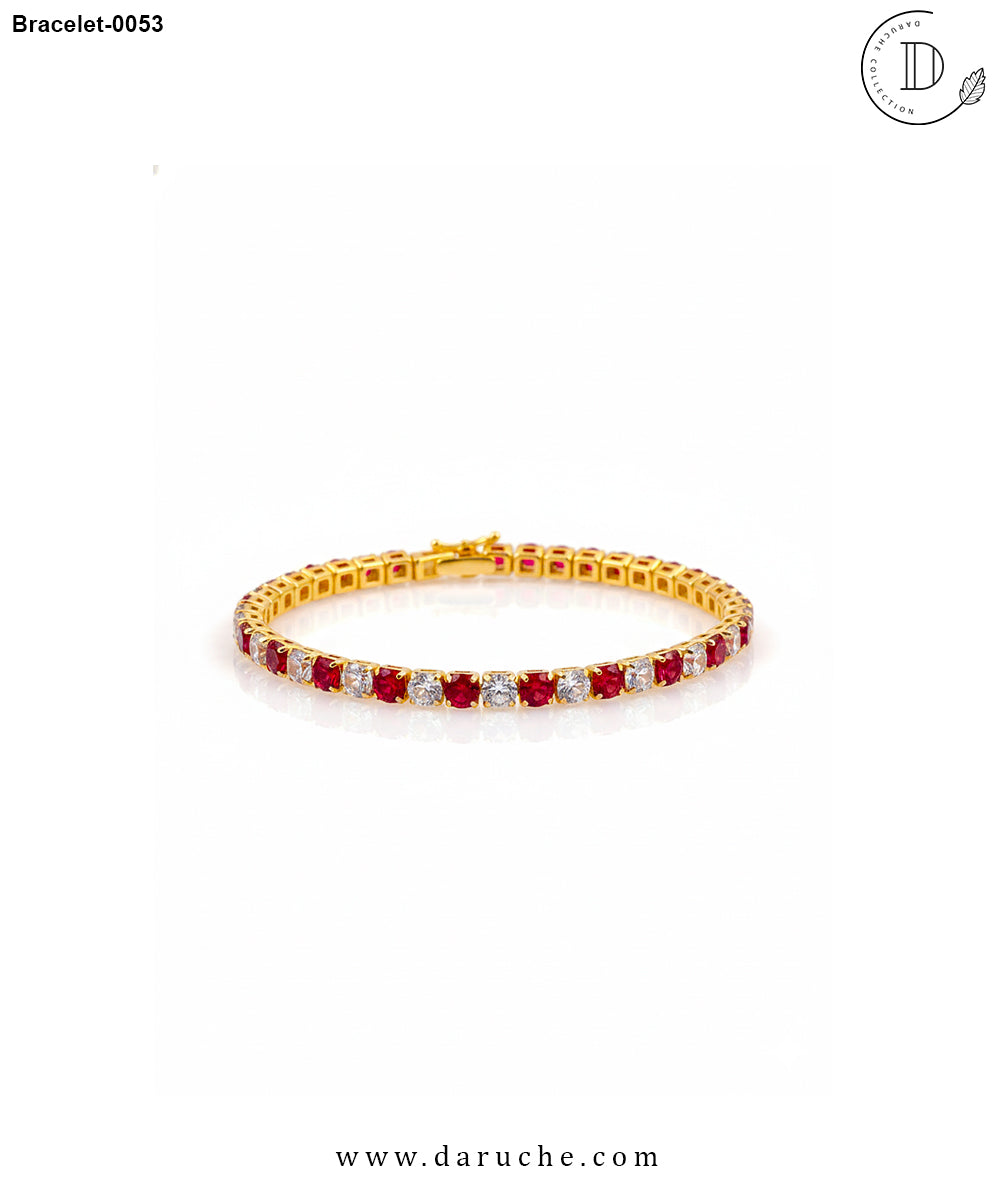 Diamond Cut Red & White Zircon Stone Bracelet