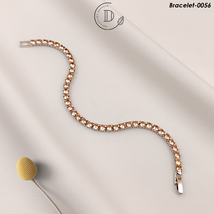 Silver Plated Champagne Zircon Stones Bracelet