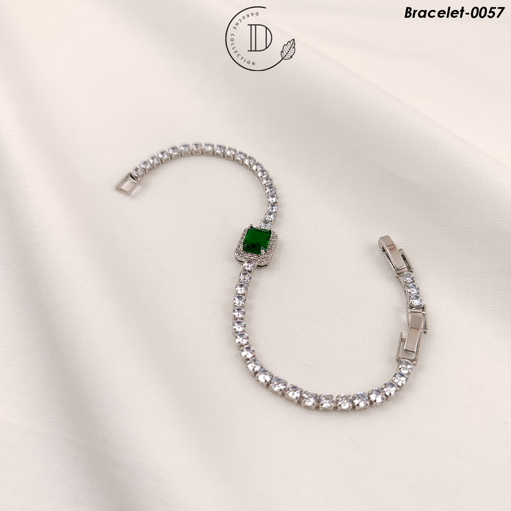 Silver Plated Zircon Stones Adjustable Bracelet