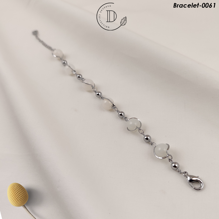 Silver Plated White Beats Adjustable Bracelet