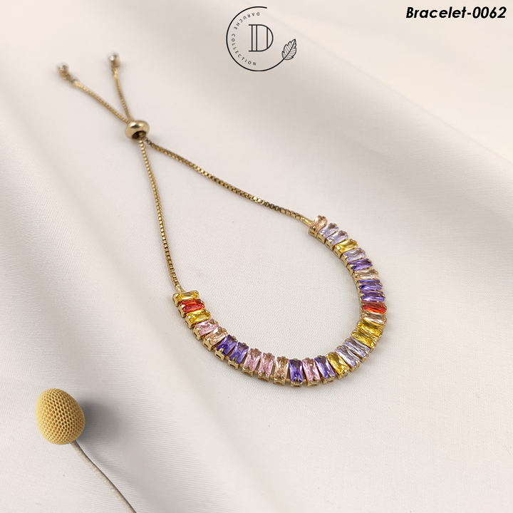 Gold Plated Adjustable Naurattan Zircon Stones Bracelet