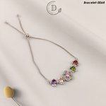 Silver Plated Multi Zircon Stones Adjustable Bracelet