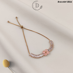 Gold Plated Pink & White Zircon Stone Adjustable Bracelet