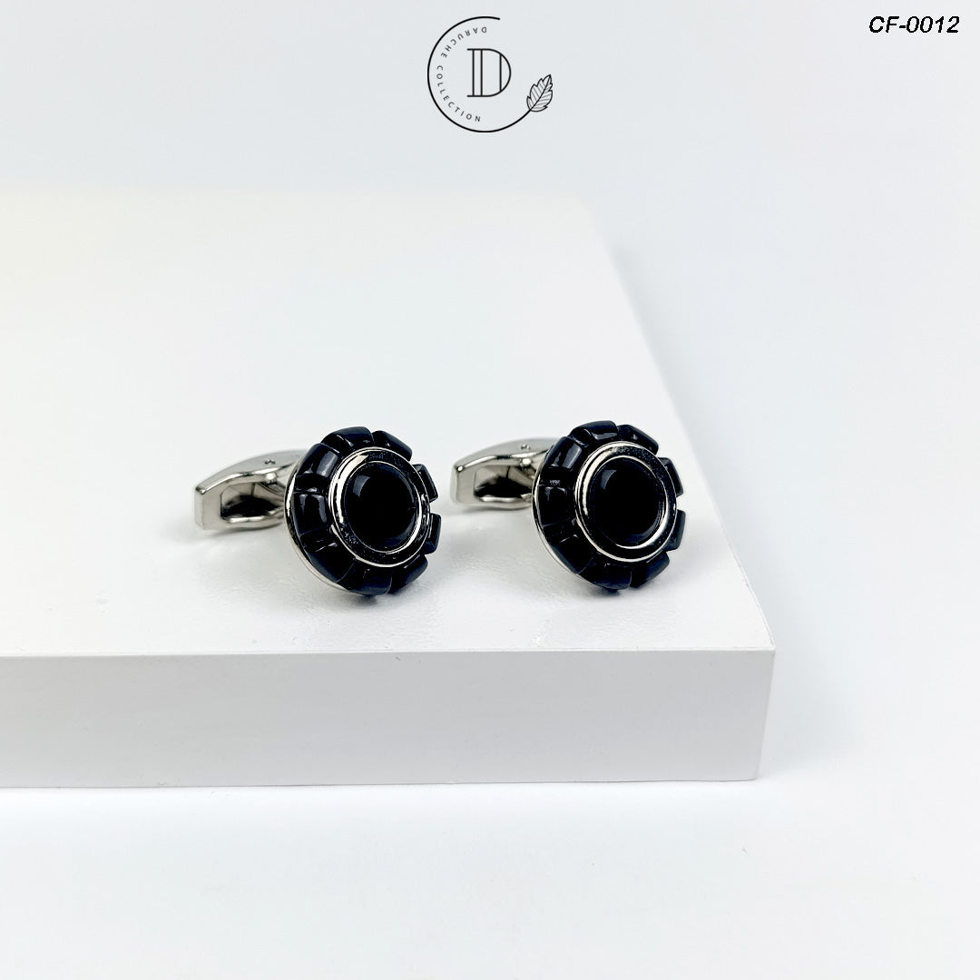 Black & Silver Round Cufflink