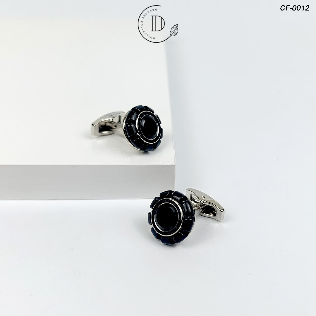 Black & Silver Round Cufflink