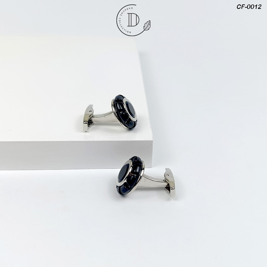 Black & Silver Round Cufflink