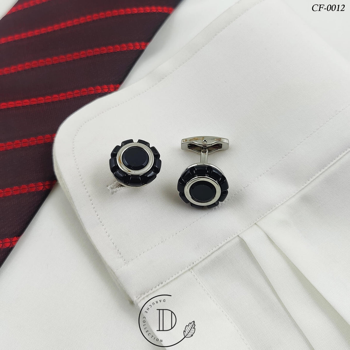 Black & Silver Round Cufflink