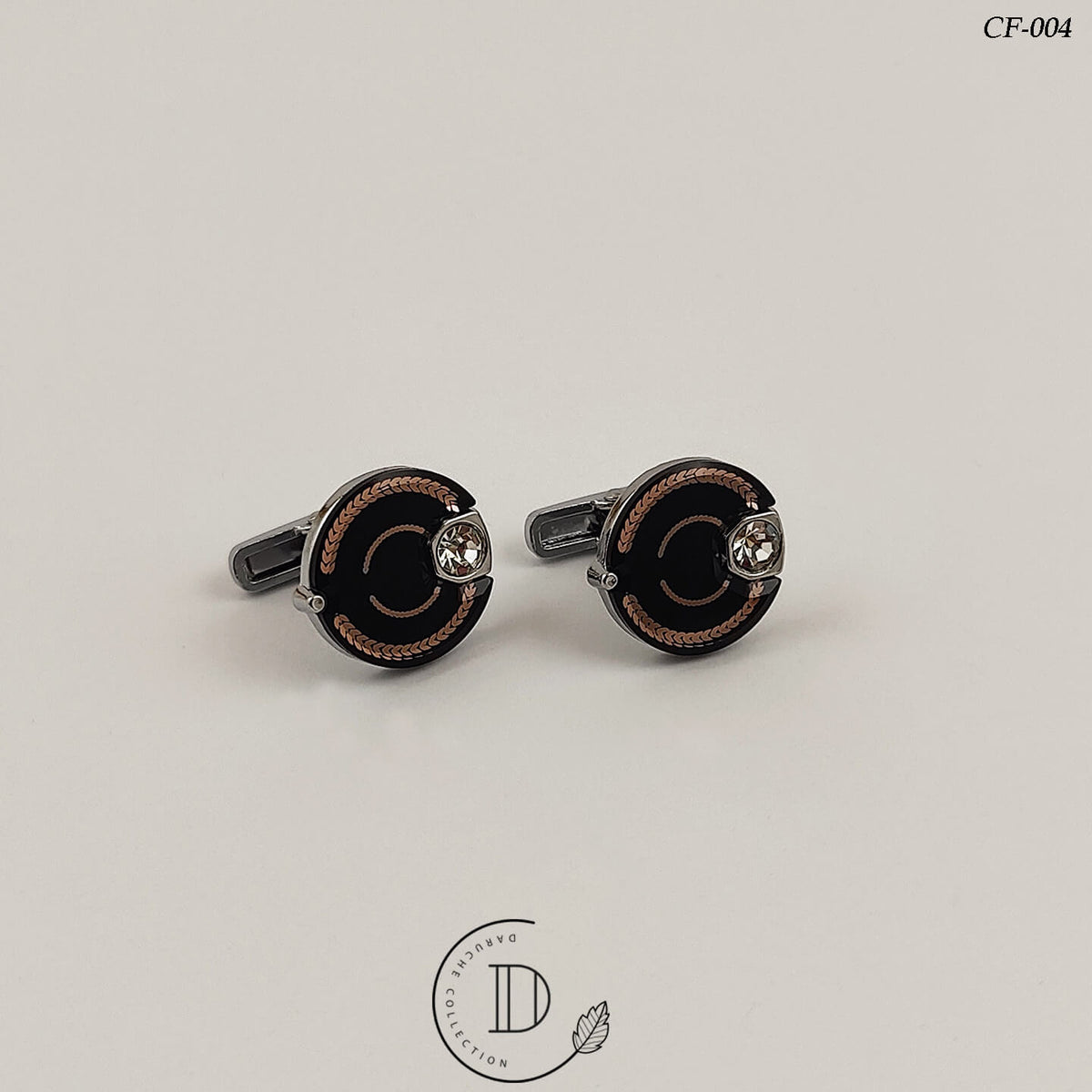Silver & Black Zircon Stone Cufflink