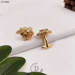 Golden Champagne & White Zircon Stone Cufflink