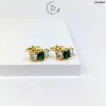 Golden White & Green Zircon Stone Cufflinks