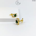 Golden White & Green Zircon Stone Cufflinks