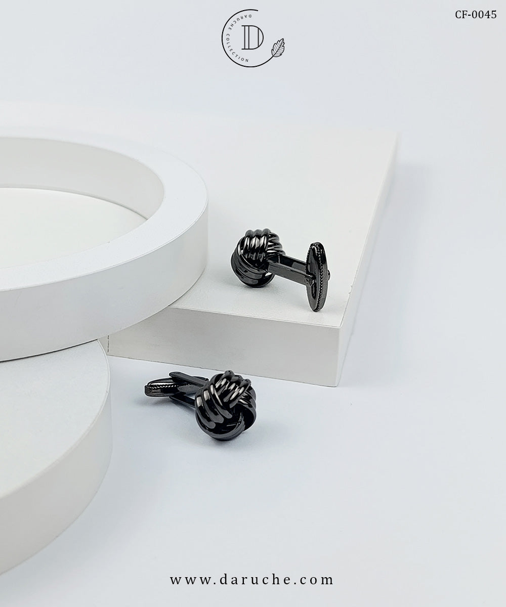 Black Round Knot Cufflinks