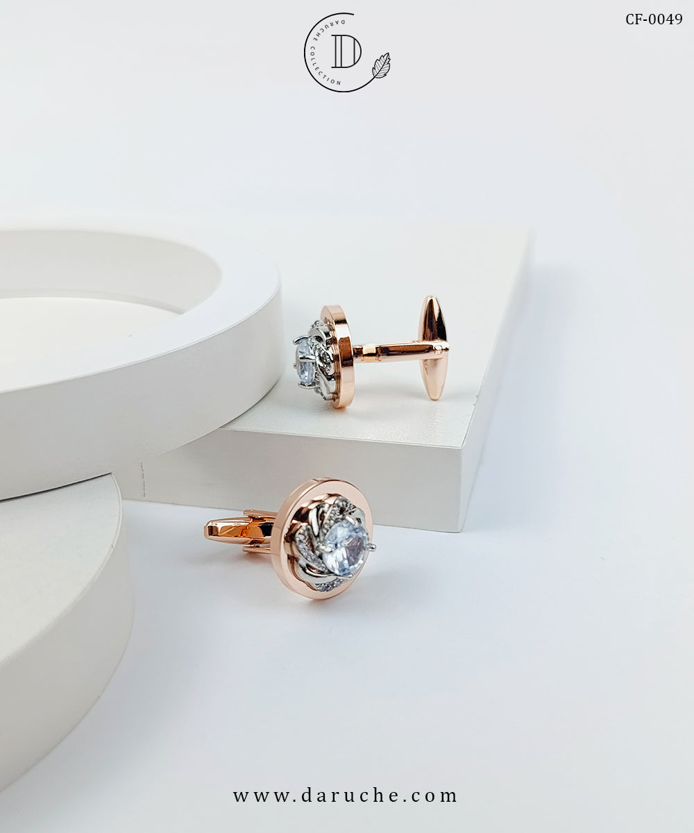 Classic Rose Gold Zircon Cufflinks