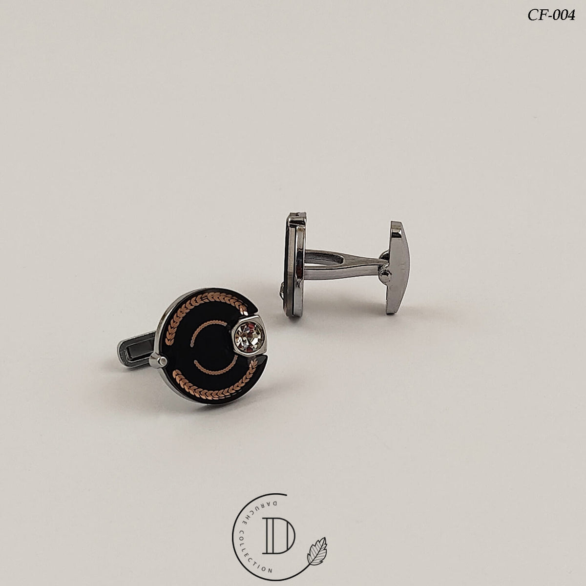 Silver & Black Zircon Stone Cufflink