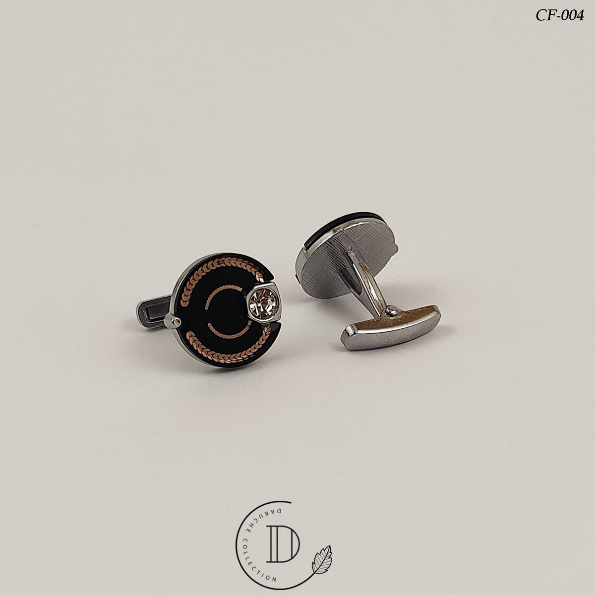 Silver & Black Zircon Stone Cufflink