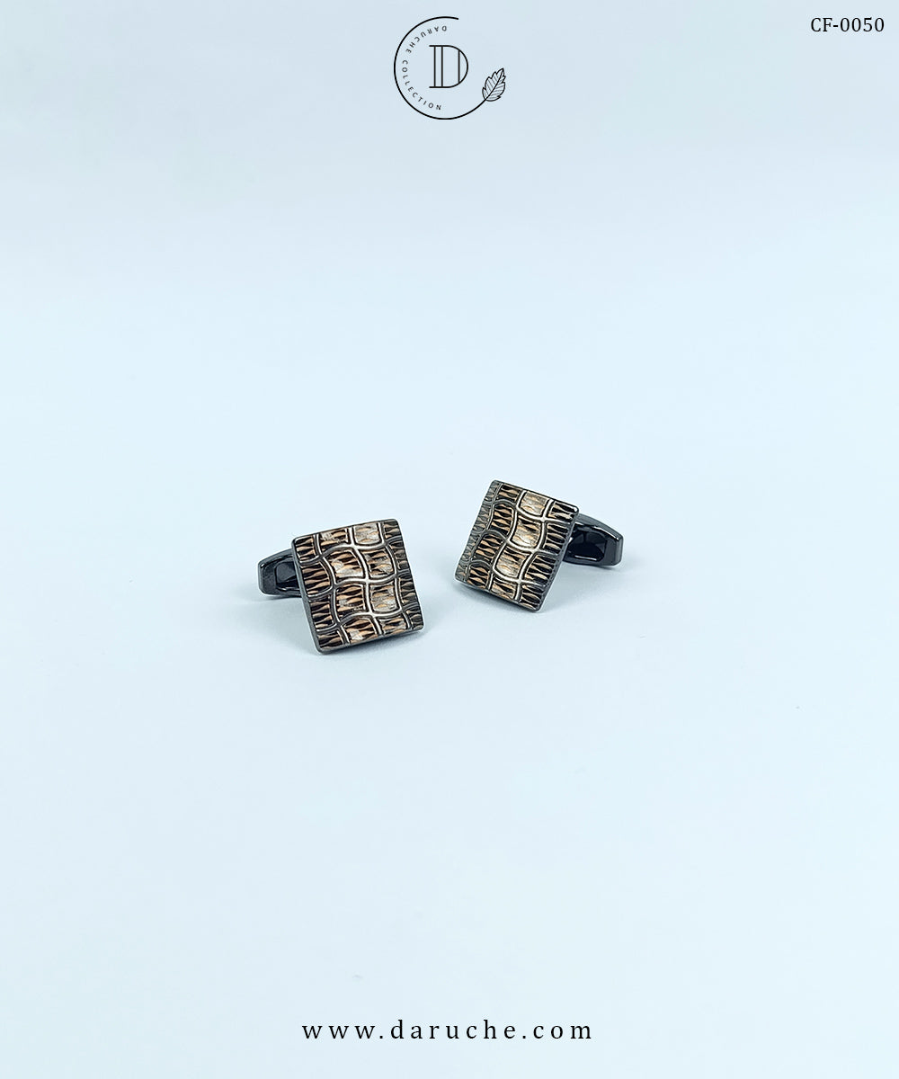 Brown Square Textured Cufflinks