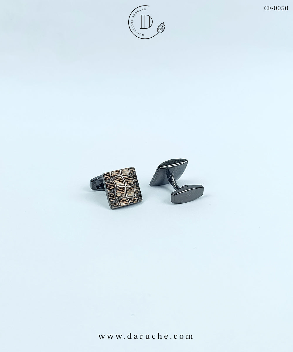 Brown Square Textured Cufflinks
