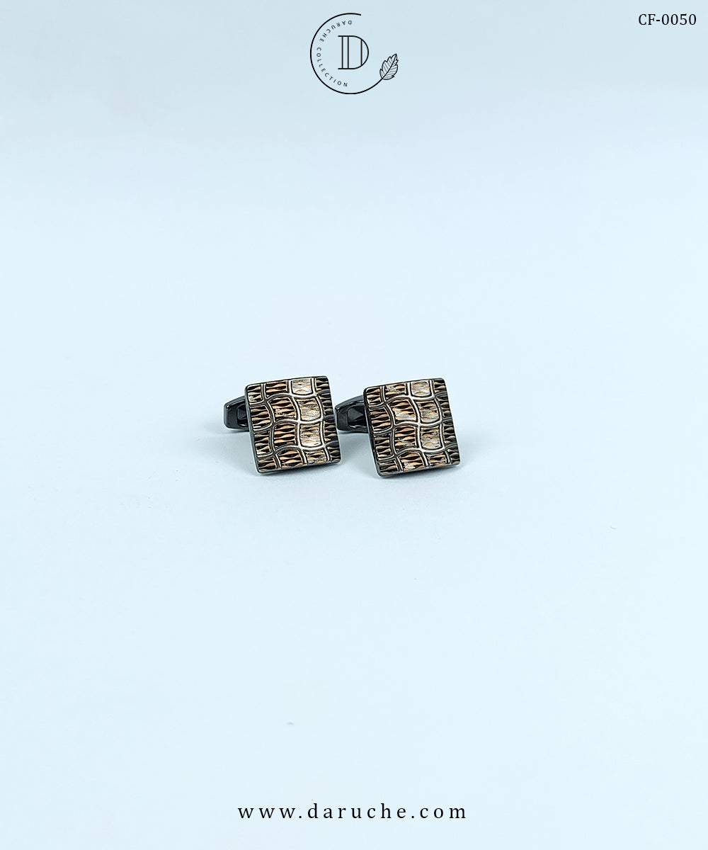 Brown Square Textured Cufflinks