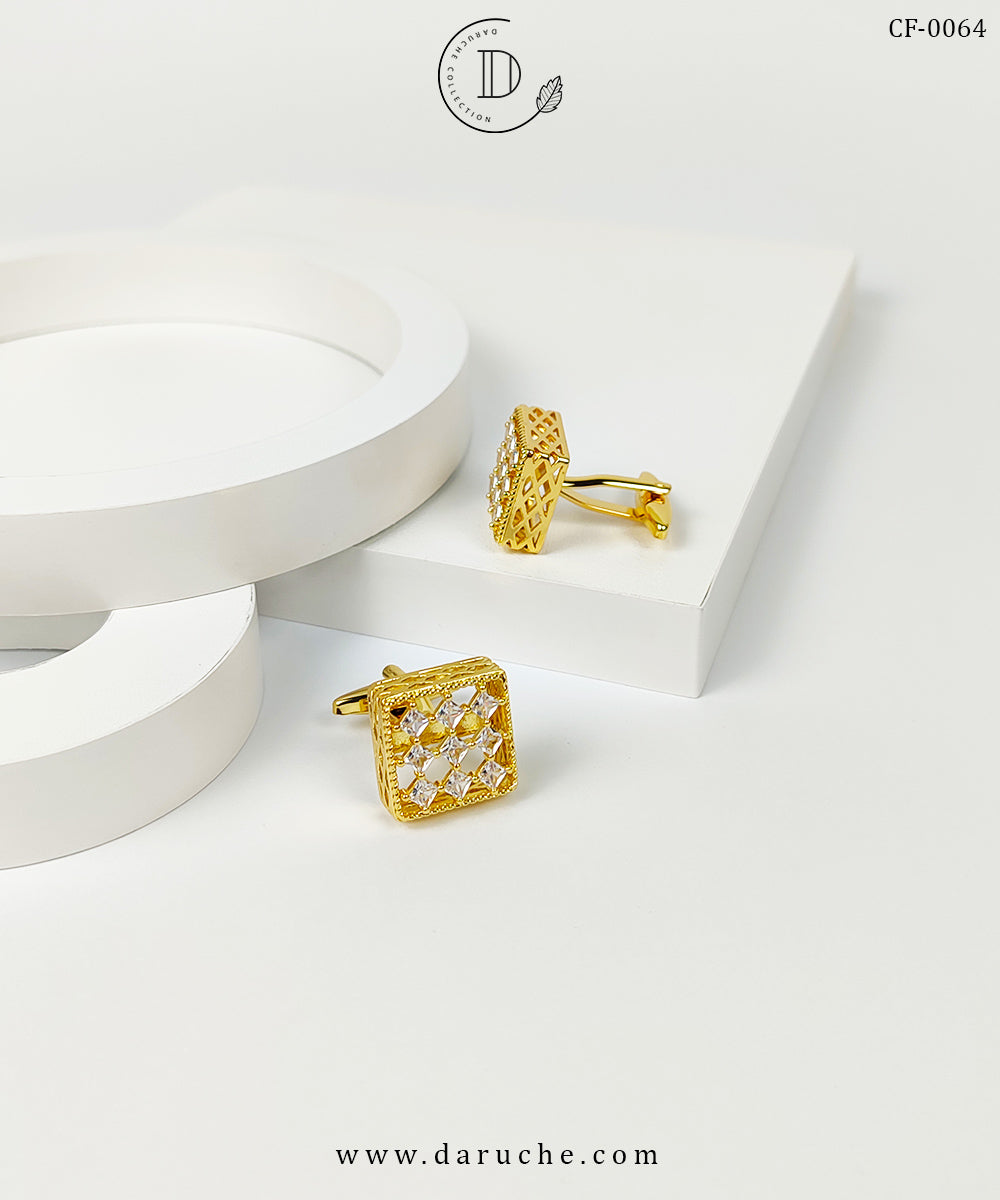 Golden Square Zircon Cufflinks