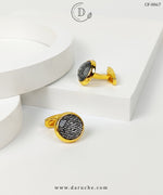 Texture Golden & Black Cufflinks