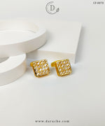 Golden & White Zircon Stone Cufflinks