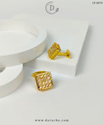 Golden & White Zircon Stone Cufflinks