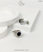 Silver & Black Round Zircon Cufflinks