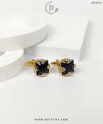 Square Black & Golden Zircon Cufflinks