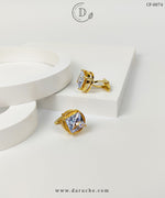 Round Golden & White Zircon Cufflinks