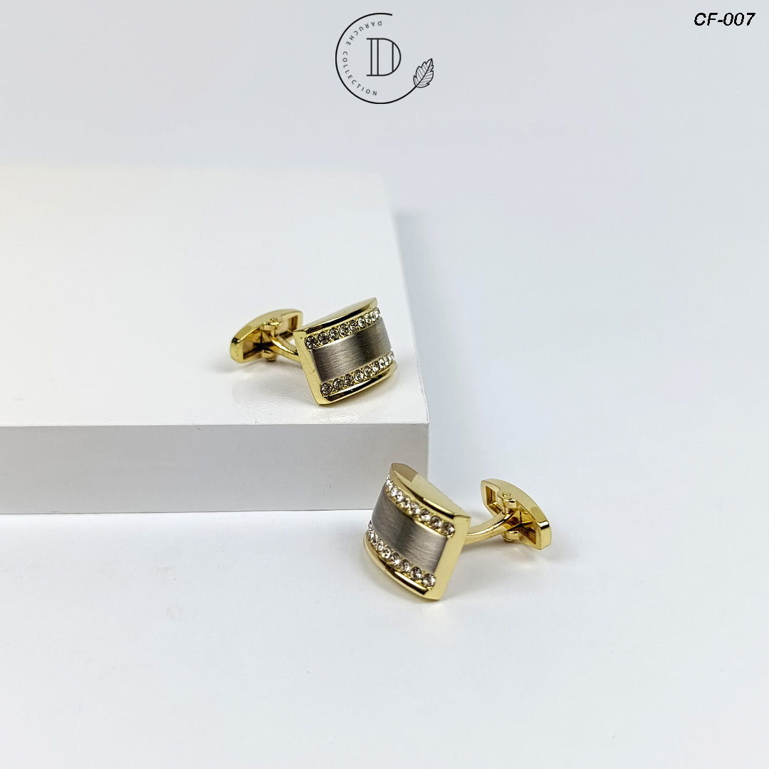 Golden Zircon Stone Cufflink