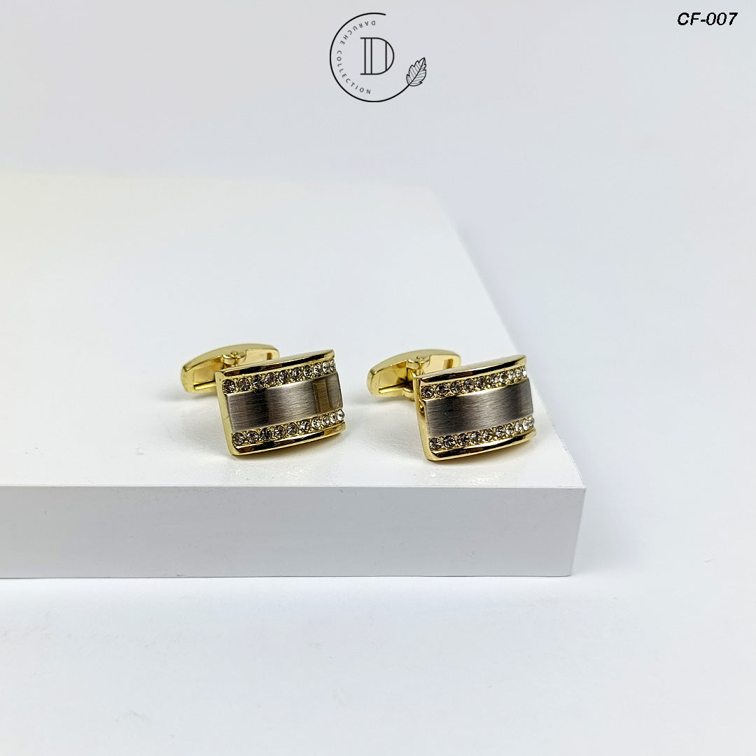 Golden Zircon Stone Cufflink