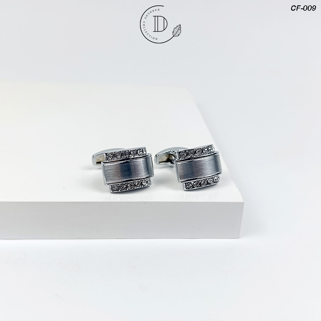 Silver Zircon Stone Cufflink