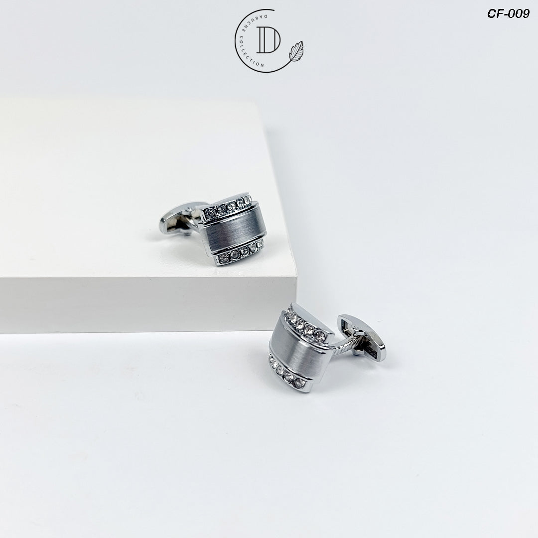 Silver Zircon Stone Cufflink