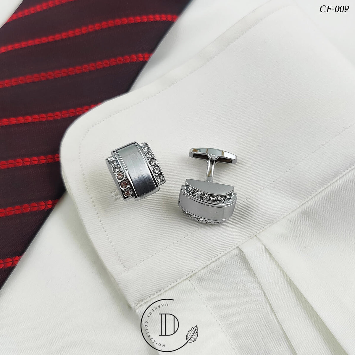 Silver Zircon Stone Cufflink