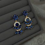 Stylish Navy & White American Diamond Earrings
