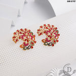 Elegant Gold Plated Maroon Traditional Earrings
